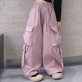 thumbnail image 1 of Mgmyaa Kids Baggy Cargo Pants with Pockets and Zipper for Boys Girls Adjustable Drawstring Waist Cotton Trousers Streetwear School Outdoor Play Loose Fit, 1 of 5