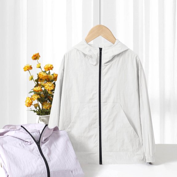 Mgmyaa Kids Boys Girls Ice Silk Sunscreen Jacket Long Sleeve Hooded Loose Fit Casual UV Protection Lightweight Breathable for Summer 4-16 Years