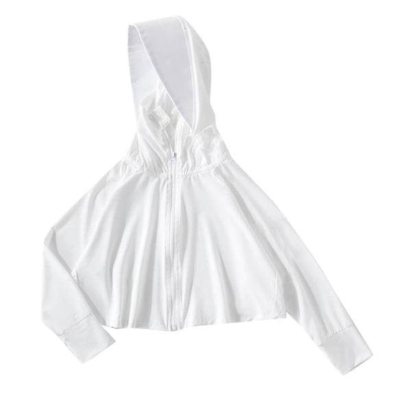 Mgmyaa Kids Boys Girls UPF 50+ Sunscreen Jacket Hooded Long Sleeve with Zipper Pockets Ice Silk Lightweight Breathable Quick Dry for Summer 1-16 Years