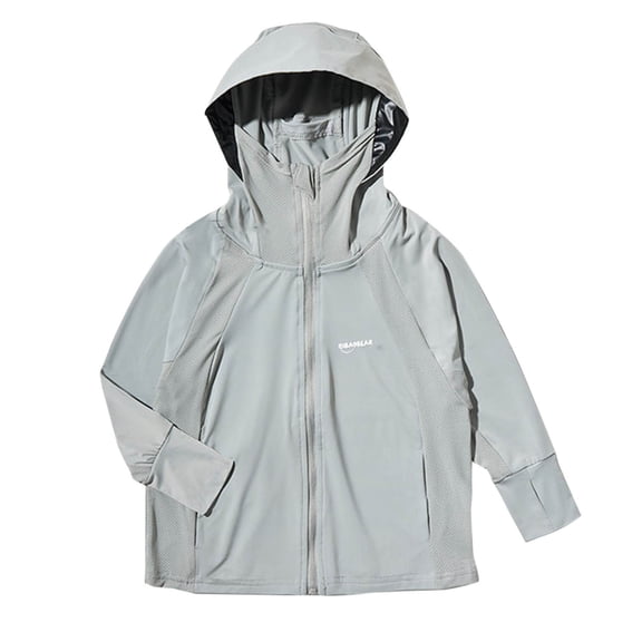 Mgmyaa Kids Boys Girls UPF 50  Sunscreen Jacket Hooded Long Sleeve with Zipper Pockets Ice Silk Lightweight Breathable Quick Dry for Summer 1-16 Years