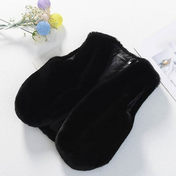 Mgmyaa Kids Girls Fleece-Like Vest Sleeveless Plush Warm Outerwear Fuzzy Casual Jacket Top 1-10 Years