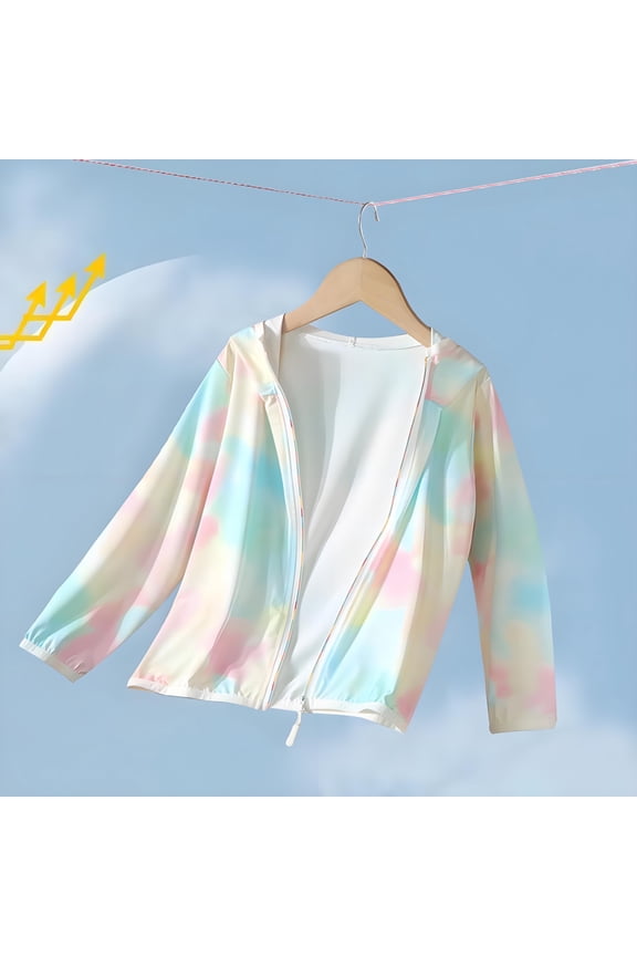 Kids Girls Lightweight Sun Protection Jacket UV Defense Outerwear Zipper Hoodie Spring Fall Long Sleeve Top 2-16 Years