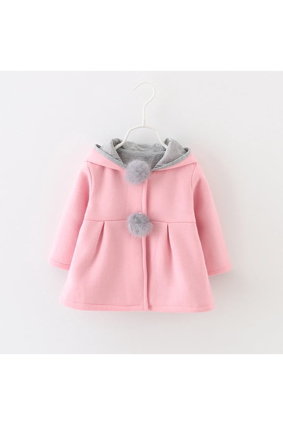 Kids Hooded Long Sleeve Lightweight Windbreaker Warm Casual Loose Jacket for Girls Fall Spring Outerwear Toddlers Wind Protection 3M-4Y