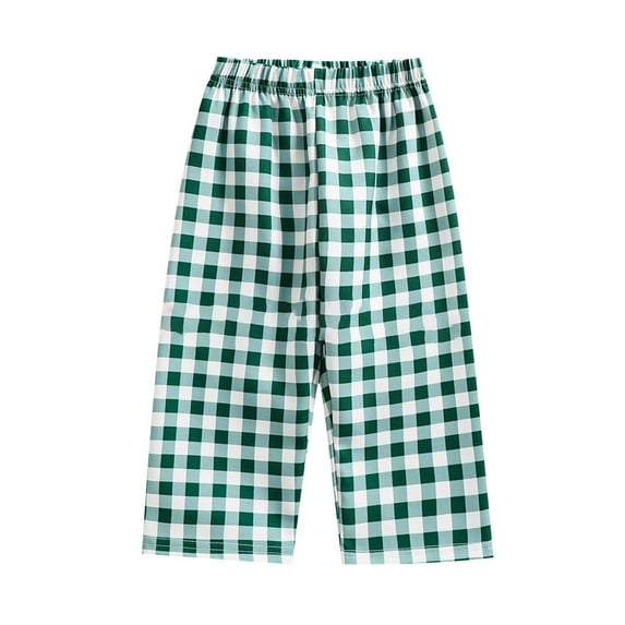 Mgmyaa Kids Pants Summer Thin Checkered Full Length Pants for Boys Girls Size 9 Months - 4 Years