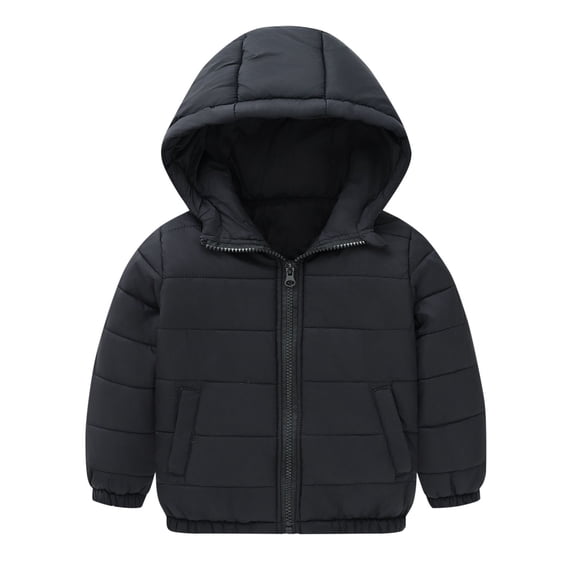 Mgmyaa Kids Solid Color Winter Down Long Sleeved Hooded Jacket Kids Long Sleeved Hooded Casual Outdoor Jacket