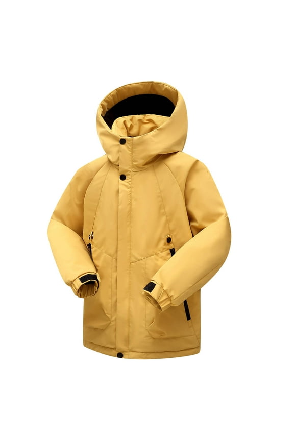 Kids Waterproof Hooded Jacket Winter Snow Coat Windproof Insulated Long Sleeve Outerwear for Boys Girls 7-17Y
