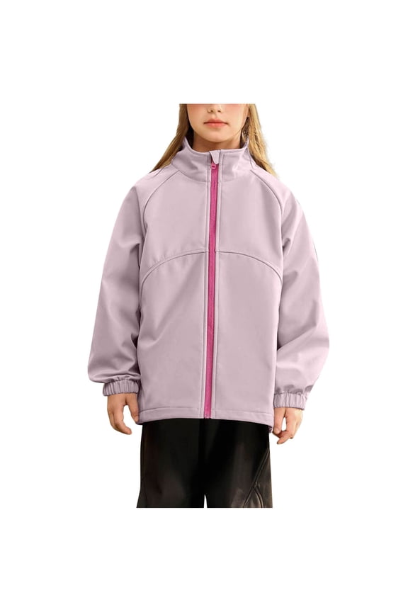 Kids Waterproof Softshell Jacket Long Sleeve Windproof Sports Outerwear Winter Casual Coat for Hiking 4-16Y