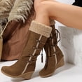 thumbnail image 1 of Mgmyaa Knee-High Boots for Women Comfortable Fashion Casual Retro Suede Fringe Mid Heel Mid Calf Boots, 1 of 4