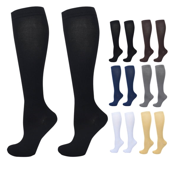 Mgmyaa Knee High Compression Socks Moisture Wicking Breathable Nylon in Solid with Active Fit for Men for Running Fitness All Season