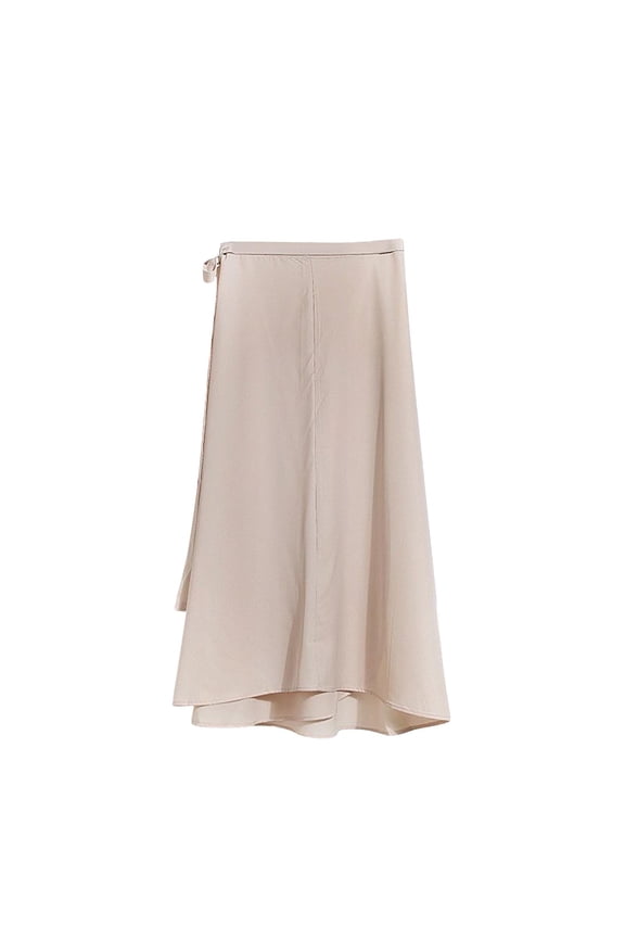 Long Skirts for Women Casual Elastic Tie Waist Skirt with Side Split Leisure Fashion Solid Color Midi Skirt
