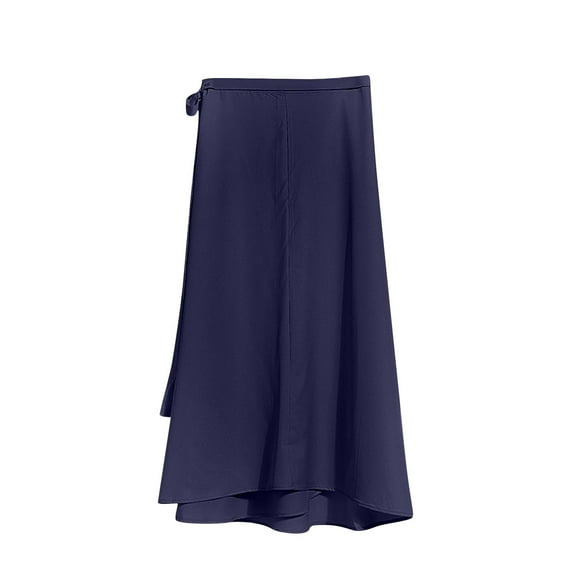 Mgmyaa Long Skirts for Women Casual Elastic Tie Waist Skirt with Side Split Leisure Fashion Solid Color Midi Skirt