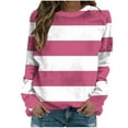 thumbnail image 1 of Mgmyaa Long Sleeve Color Block Sweatshirts for Women Striped Round Neck Pullover Casual Raglan Graphic Everyday Streetwear Tops, 1 of 4