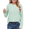 thumbnail image 1 of Mgmyaa Long Sleeve Tops for Girls Solid Color Cute Crewnecks Shirts Casual Blouses Clothes 3-14Y, 1 of 8