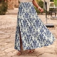thumbnail image 1 of Mgmyaa Maxi Skirt for Women Floral Print Boho High Waist Long Skirt with Pockets & Side Split, Spring Summer Vacation A Line Skirts for Women, 1 of 5