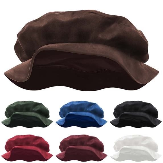 Mgmyaa Men Renaissance Flat Top Beret Hat Medieval Costume Cap Solid Color Soft Vintage Style Theater Role Play Accessory by Mgmyaa