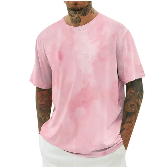 Mgmyaa Men Tie-dye Printing Short Sleeve T-Shirts Crew Neck Casual Fashion Summer Tops for Men