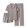 thumbnail image 1 of Mgmyaa Men's 3-Piece Pajama Set with Short Sleeve Top Shorts and Long Pants Thin Gauze Breathable Sleepwear for Lounge, 1 of 8