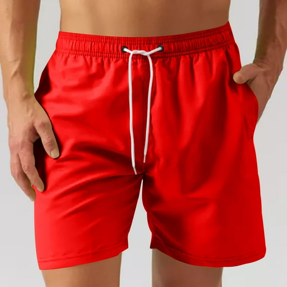 Mgmyaa Men's Athletic Hiking Shorts Water Resistant Quick-Dry Lightweight Outdoor Sweat Shorts with Zipper Pockets Red XL
