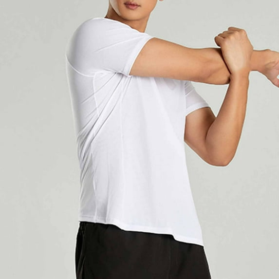 Mgmyaa Men's Athletic Running Short Sleeve Shirt Quick Dry Moisture Wicking Gym Workout T-Shirt