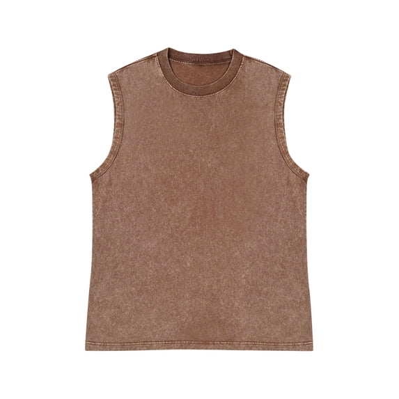 Mgmyaa Men's & Big Men's Cotton Workout Tank Top Sleeveless Cut Off Gym Muscle Shirts Acid Wash Tshirts Running Beach Loose Fit Tees