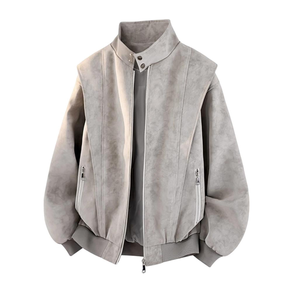 Mgmyaa Men's Bomber Jacket Full Zip Long Sleeve Stand Collar with Snap ...