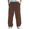 thumbnail image 1 of Mgmyaa Men's Business Casual Tapered Pants Mid Waist Button Office Trousers, Thin Solid Color Polyester Daily Wear Dress Pants, Wrinkle-Free Comfort Stretch, 1 of 4