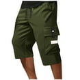 thumbnail image 1 of Mgmyaa Men's Capri Long Elastic Cargo Shorts Below Knee Shorts 3/4 Cargo Casual Shorts with Multi-Pockets, 1 of 5