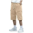 thumbnail image 1 of Mgmyaa Men's Cargo Shorts Drawstring Elastic Waist Solid Plus Size Over the knee Shorts Loose Casual Pants, 1 of 8