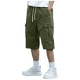 thumbnail image 1 of Mgmyaa Men's Cargo Shorts Drawstring Elastic Waist Solid Plus Size Over the knee Shorts Loose Casual Pants, 1 of 8