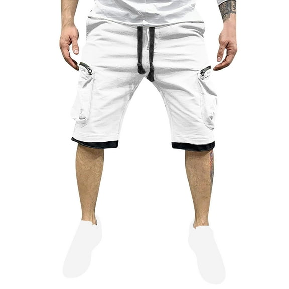 Mgmyaa Men's Cargo Shorts Drawstring Elastic Waist Summer Outdoor Shorts Daily Loose Straight Shorts with Multi Pockets