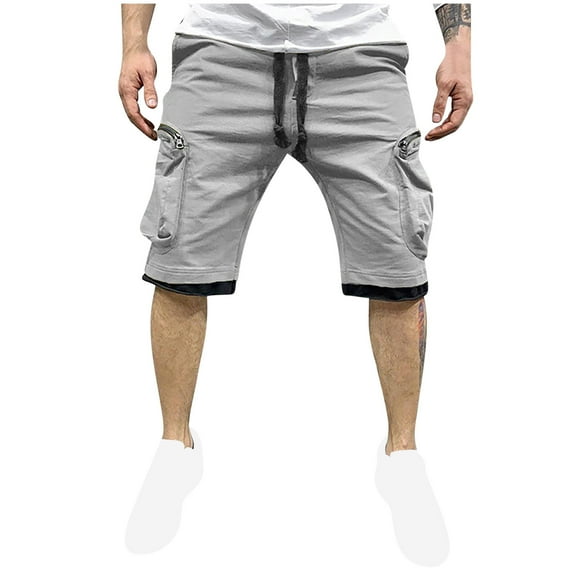 Mgmyaa Men's Cargo Shorts Drawstring Elastic Waist Summer Outdoor Shorts Daily Loose Straight Shorts with Multi Pockets