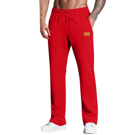 Mgmyaa Men's Casual Elastic Waist Jogger Pants Straight Leg Lounge Trousers Sporty Drawstring Comfort Fit Sweatpants Sizes S-3XL