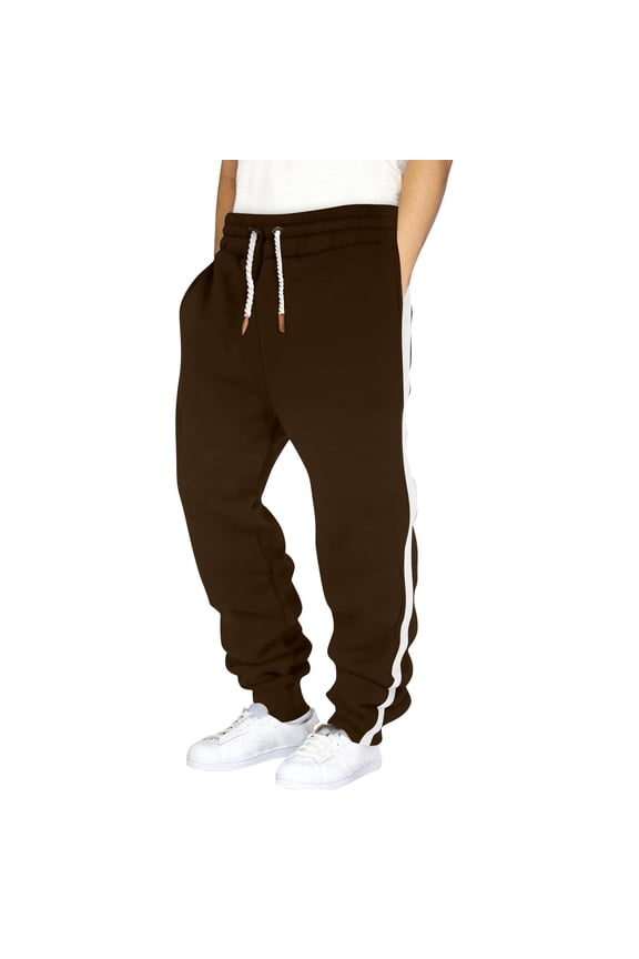 Men's Casual Jogger Pants Elastic Waist Drawstring Workwear Sports Trousers Side Stripe Lounge Comfort Sweatpants