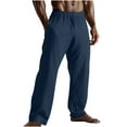 thumbnail image 1 of Mgmyaa Men's Casual Pants Loose Baggy Pocket Pants Solid and Linen Wide Leg Elastic Waist Pants, 1 of 5