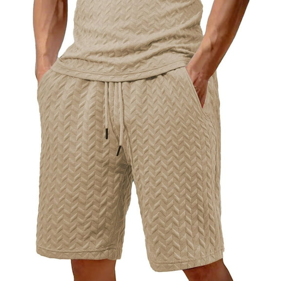 Mgmyaa Men's Casual Shorts Fashion Jacquard Drawstring Elastic Waist Shorts Beach Pants
