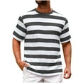 thumbnail image 1 of Mgmyaa Men's Casual T-Shirts Basic Crew Neck Short Sleeve Loose Stripes Tee Shirts, 1 of 5