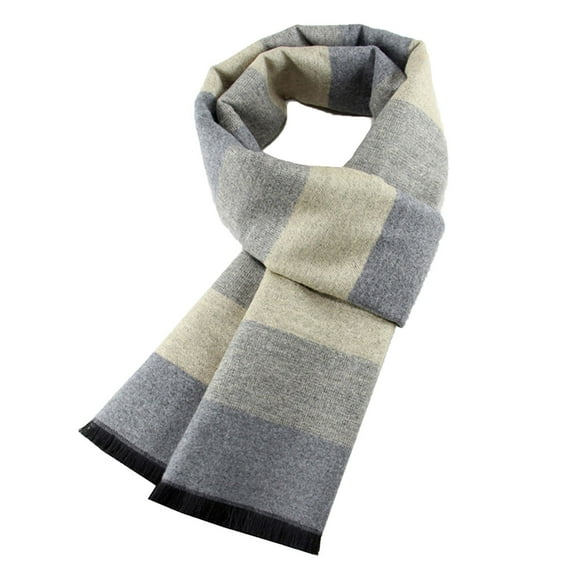 Mgmyaa Men's Classic Warm Thick Brushed Stripe Scarf Soft Cozy All Season Neck Wrap Ideal Gift