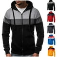 thumbnail image 1 of Mgmyaa Men's Color Block Hooded Fleece Pullover Sweatshirt Athletic Casual Zip Front Jacket with Kangaroo Pockets, 1 of 6