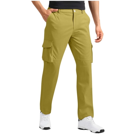 Mgmyaa Men's Durable Cargo Work Pants with Multi-Pocket Button Closure Reinforced Stitching for Construction Outdoor Sites Gardening Professional Workwear