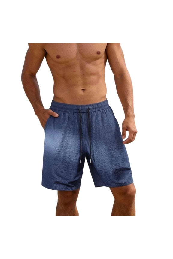 Men's Extended Size Drawstring Shorts with Exterior Pockets Elastic Waist Relaxed Fit Solid Color for Outdoor Sports and Daily Comfort