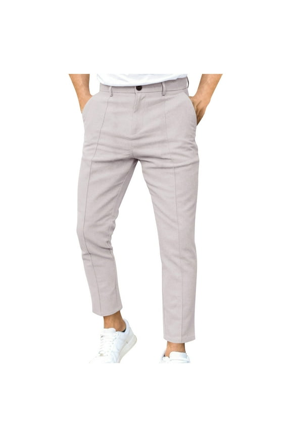 Men's Fall Winter Dress Pants Double Folded Design Business Casual Wrinkle Free Comfort Stretch Flat Front Trousers