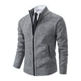 thumbnail image 1 of Mgmyaa Men's Fleece Lined Knit Cardigan Stand Collar Full Zip Sweater Coat, Long Sleeve Warm Casual Wear for Fall Winter, 1 of 8