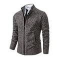thumbnail image 1 of Mgmyaa Men's Fleece Lined Knit Cardigan Stand Collar Full Zip Sweater Coat, Long Sleeve Warm Casual Wear for Fall Winter, 1 of 8