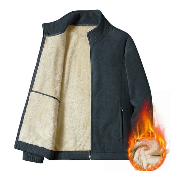 Mgmyaa Men's Fleece-Lined Winter Jacket Warm Thickened Padded Shaker Collar Casual Coat with Pockets