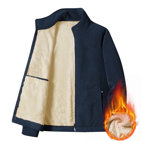 Mgmyaa Men's Fleece-Lined Winter Jacket Warm Thickened Padded Shaker Collar Casual Coat with Pockets