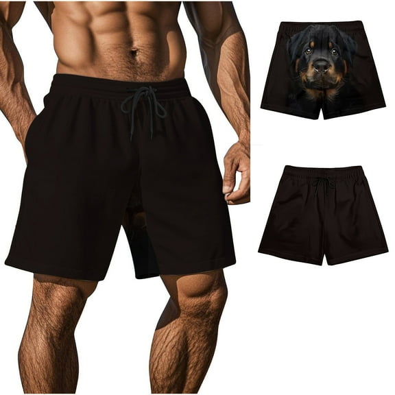 Mgmyaa Men's Funny Dog Print Shorts Casual Elastic Waist Summer Beach Shorts with Pockets