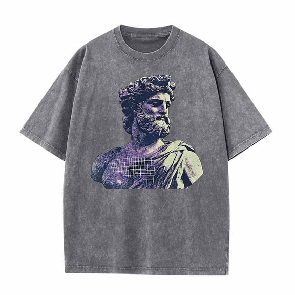 Mgmyaa Men's Graphic Tees Cotton Vintage Tie-Dye Washed Fashion Comfortable Short Sleeve T-Shirt Tops