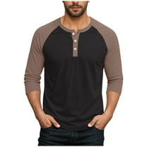 Mgmyaa Men's Henley Shirt Color Block Long Sleeve Sports Workout Raglan Sleeve Pullover Shirts Tops
