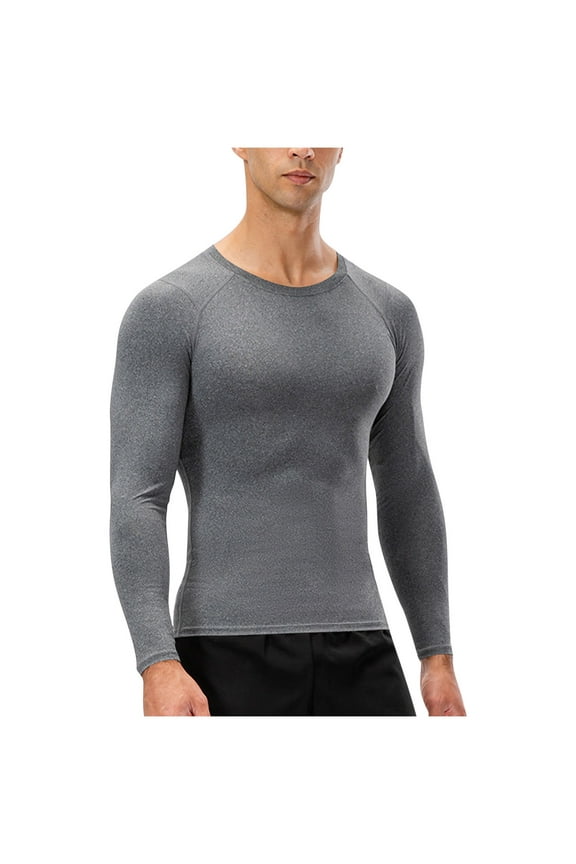 Men's High Elastic Compression Shirt Long Sleeve Performance Top for Sports Running and Athletic Activities