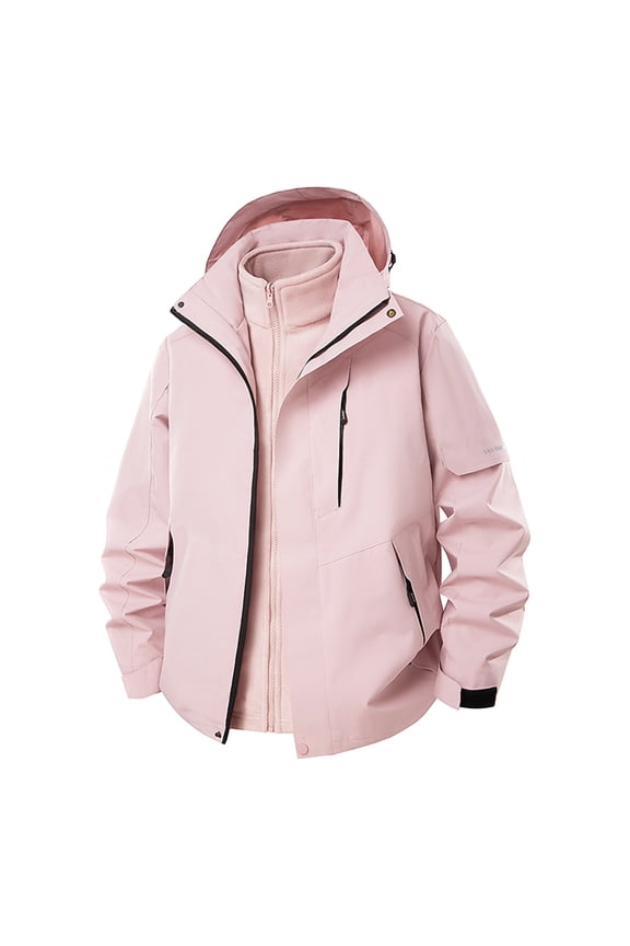 Men's Jacket Outdoor Pocket Zip-Up Long-Sleeve Running Fitness Hooded Parka Jacket with Liner and Without Liner